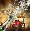 Close-up of champagne explosion