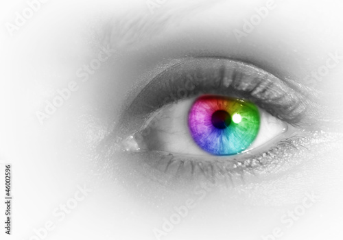 Photo: Human eye on grey background Human eye on grey background