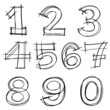 Hand drawn vector number letters.
