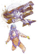 Skydiving, parachutist. Full-sized (original) hand drawing