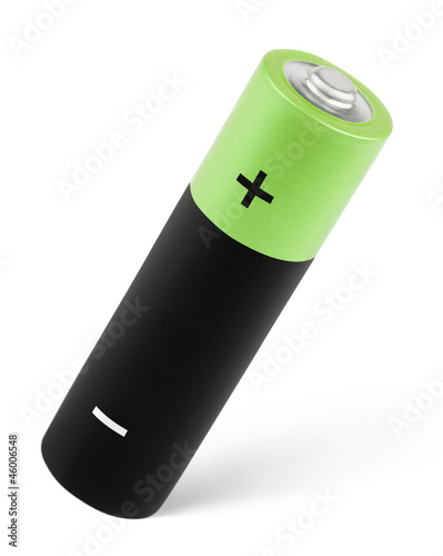 Photo: Single AA battery isolated on white with clipping path Single AA battery isolated on white with clipping path