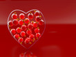 Christmas baubles heart shape in red and gold