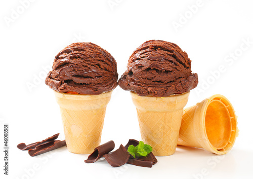 Photo: Chocolate ice cream cones Chocolate ice cream cones