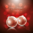 Christmas transparent balls on red background