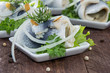 Fresh made Rollmop on a plate