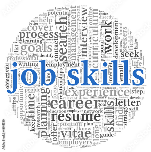 Illustration: Job skills in word tag cloud Job skills in word tag cloud