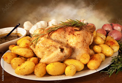 Photo: Delicious roast chicken with potatoes Delicious roast chicken with potatoes