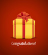 Vector: Yellow gift box with red background Yellow gift box with red background