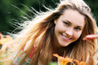 young girl with flower