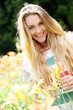 young girl with flower