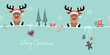 2 Sitting Christmas Reindeers & Symbols Retro