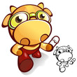 A bull going to jump holding a baby bottle. an animal Character