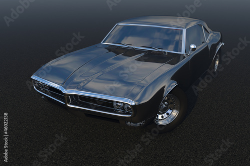 Illustration: Black muscle car Render Black muscle car Render