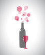 Bottle of red wine and glass.