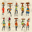 African woman on grunge background