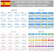 2013 Spanish Mix Calendar Sun-Sat on white background