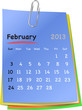 Calendar for february 2013 on colorful sticky notes