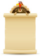 Vektor: Thanksgiving Turkey Holding Parchment Scroll Menu Thanksgiving Turkey Holding Parchment Scroll Menu