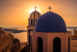 Santorini Griechenland Sonnenuntergang mit Kirchturm VI