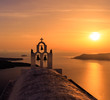 Santorini Griechenland Sonnenuntergang mit Kirchturm II