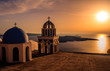 Santorini Griechenland Sonnenuntergang mit Kirchturm I