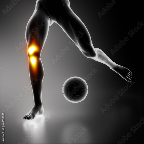 Illustration: Football player injured knee joint Football player injured knee joint