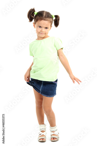 Photo: beautiful little girl isolated on white beautiful little girl isolated on white