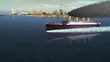TITANIC sailing over high waves before storm