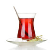 glass of Turkish tea isolated on white