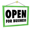 Open for Business Sign Hanging Store Window Door