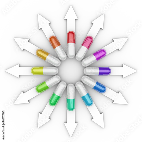 Illustration: Different Capsules Pills Medications Treatment Choices Different Capsules Pills Medications Treatment Choices