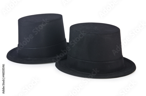 Photo: Cylinder hat isolated on the white Cylinder hat isolated on the white