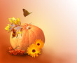 Autumn still-life with a pumpkin in warm tones