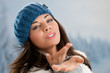 Winter beauty kissing