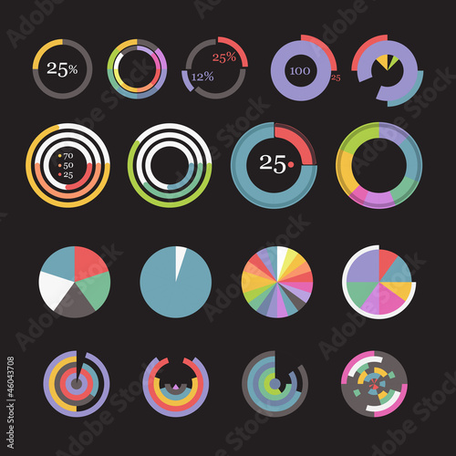 Vector: Circle chart templates collection Circle chart templates collection