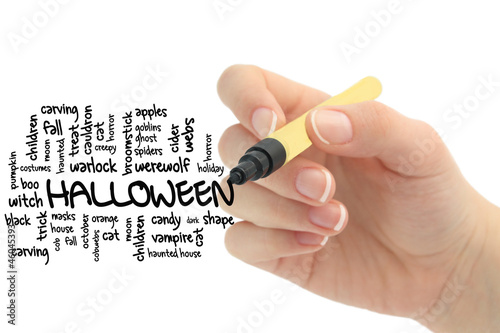Photo: halloween word cloud on blackboard halloween word cloud on blackboard