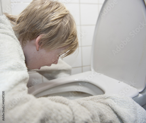 Photo: Young boy feel sick Young boy feel sick