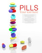 Stack of pills in a row