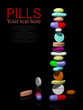 Stack of pills in a row