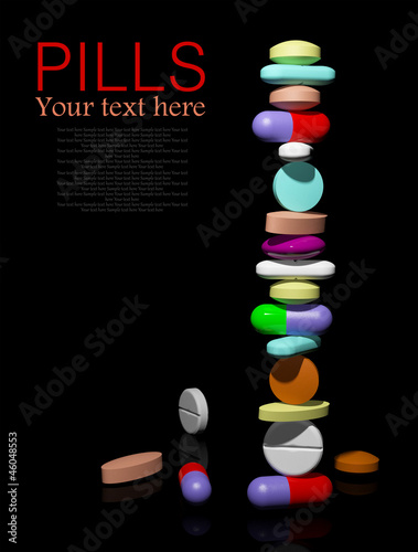 Illustration: Stack of pills in a row Stack of pills in a row