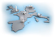 Illustration: Europe (map) with landmarks of the 5 biggest countries Europe (map) with landmarks of the 5 biggest countries