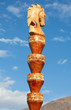 Wooden hitching post.