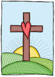 Illustration of cross with heart