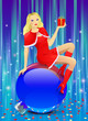sexy santa girl on christmas ball