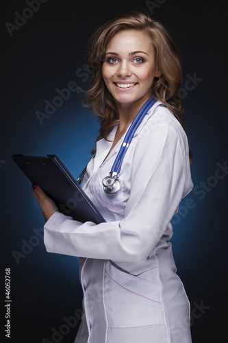 Photo: Young doctor woman with stethoscope Young doctor woman with stethoscope
