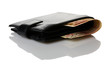 Wallet with euro banknotes isolated over white background