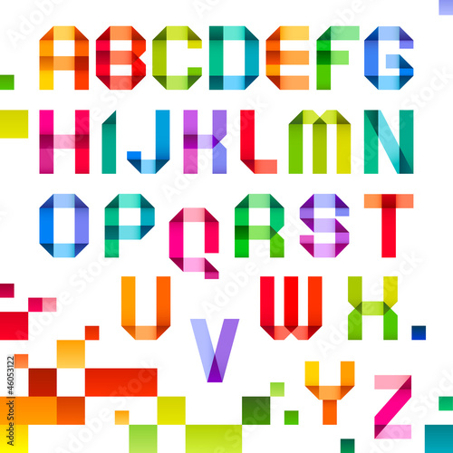 Vector: Spectral letters folded of paper ribbon colour Spectral letters folded of paper ribbon colour