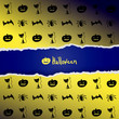 Vektor: Yellow background with pattern of Halloween characters Yellow background with pattern of Halloween characters