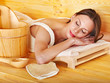 Foto: Girl in sauna. Girl in sauna.