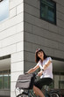 Photo: woman riding bicycle and going to work woman riding bicycle and going to work